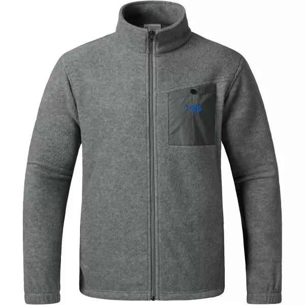 BASSDASH AllDay Mens Full Zip Fleece Jacket Soft Breathable MidWeight Polar Fleece Winter Coat with PocketsDark Heather Grey