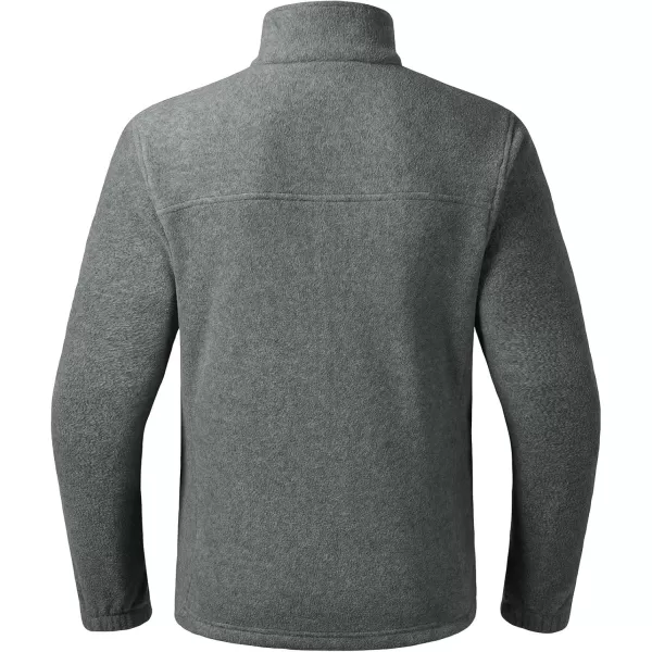 BASSDASH AllDay Mens Full Zip Fleece Jacket Soft Breathable MidWeight Polar Fleece Winter Coat with PocketsDark Heather Grey