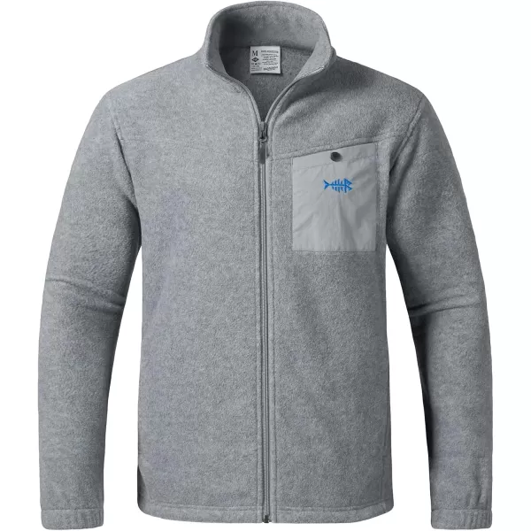 BASSDASH AllDay Mens Full Zip Fleece Jacket Soft Breathable MidWeight Polar Fleece Winter Coat with PocketsLight Heather Grey