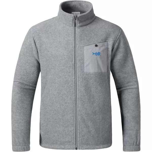 BASSDASH AllDay Mens Full Zip Fleece Jacket Soft Breathable MidWeight Polar Fleece Winter Coat with PocketsLight Heather Grey