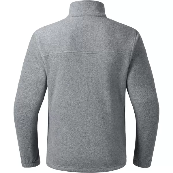 BASSDASH AllDay Mens Full Zip Fleece Jacket Soft Breathable MidWeight Polar Fleece Winter Coat with PocketsLight Heather Grey