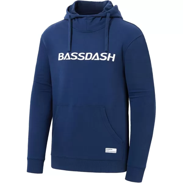 BASSDASH Mens Cotton Hoodie Long Sleeve Pullover Hooded Casual Drawstring Warm Sweatshirt with Kangaroo PocketDark Blue