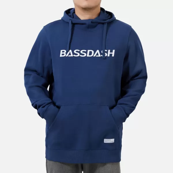 BASSDASH Mens Cotton Hoodie Long Sleeve Pullover Hooded Casual Drawstring Warm Sweatshirt with Kangaroo PocketDark Blue