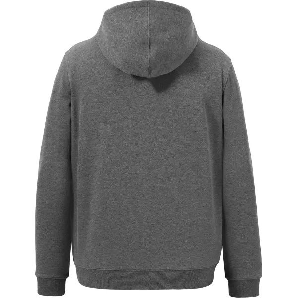 BASSDASH Mens Cotton Hoodie Long Sleeve Pullover Hooded Casual Drawstring Warm Sweatshirt with Kangaroo PocketDark Heather Grey