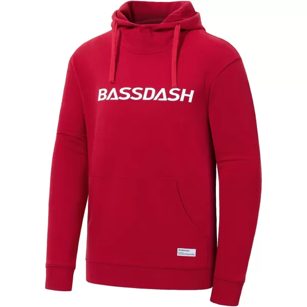 BASSDASH Mens Cotton Hoodie Long Sleeve Pullover Hooded Casual Drawstring Warm Sweatshirt with Kangaroo PocketRed