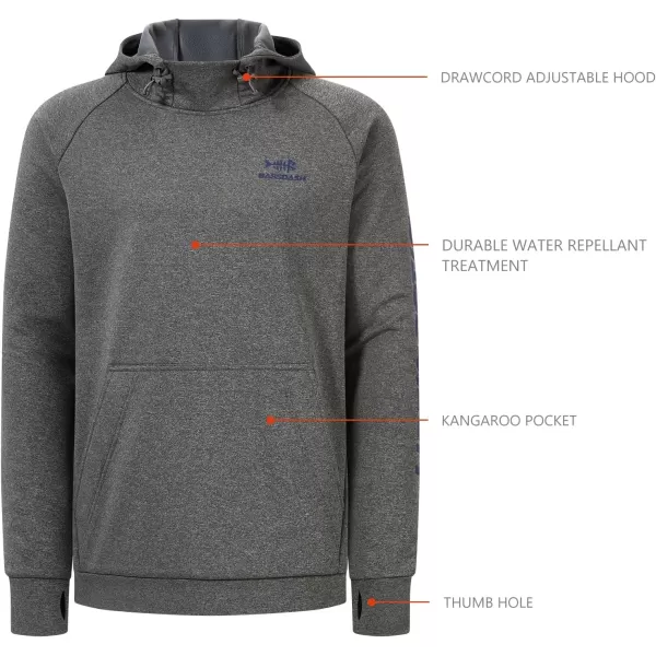 BASSDASH Mens Fleece Lined Fishing Hoodies Water Resistant Performance Pullover Sweatshirts Stretchy Hunting Workout FS32MDark Heather Grey