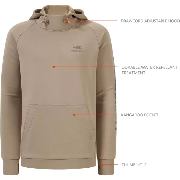 BASSDASH Mens Fleece Lined Fishing Hoodies Water Resistant Performance Pullover Sweatshirts Stretchy Hunting Workout FS32MHeather Oatmeal