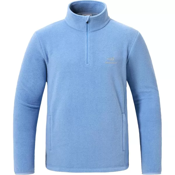 BASSDASH Mens Quarter Zip Jacket Mid Weight Polar Fleece Pullover Outdoor Warm Breathable Long Sleeve SweatshirtAiry Blue