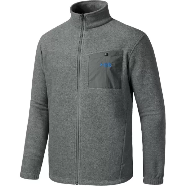 BASSDASH AllDay Mens Full Zip Fleece Jacket Soft Breathable MidWeight Polar Fleece Winter Coat with PocketsDark Heather Grey