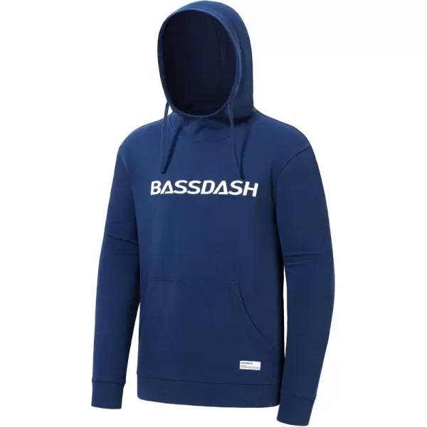 BASSDASH Mens Cotton Hoodie Long Sleeve Pullover Hooded Casual Drawstring Warm Sweatshirt with Kangaroo PocketDark Blue