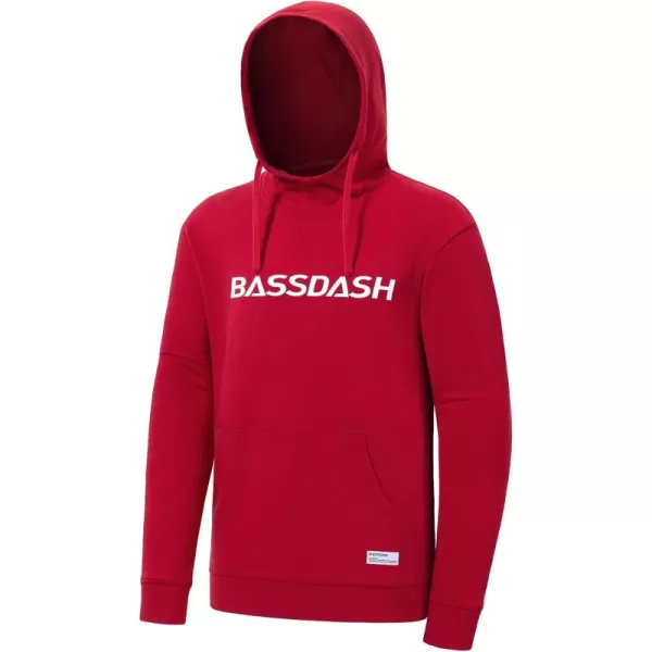 BASSDASH Mens Cotton Hoodie Long Sleeve Pullover Hooded Casual Drawstring Warm Sweatshirt with Kangaroo PocketRed