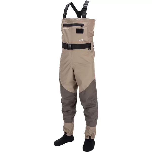 imageBASSDASH Mens Breathable Chest and Waist Convertible Waders for Fishing Hunting Stocking Foot and Boot Foot WadersLarge