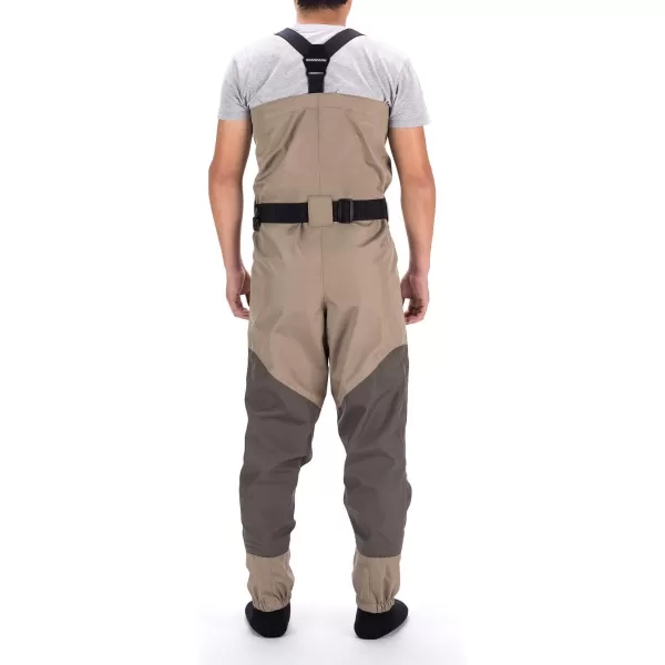 imageBASSDASH Mens Breathable Chest and Waist Convertible Waders for Fishing Hunting Stocking Foot and Boot Foot WadersXLarge