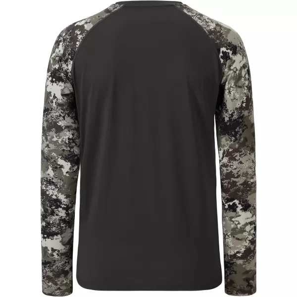 imageBASSDASH Mens Lightweight Camo Hunting Shirt UPF 50 Sun Protection Long Sleeve Hiking Fishing Performance Tee Mesh PanelsDark GreyGrunge Camo