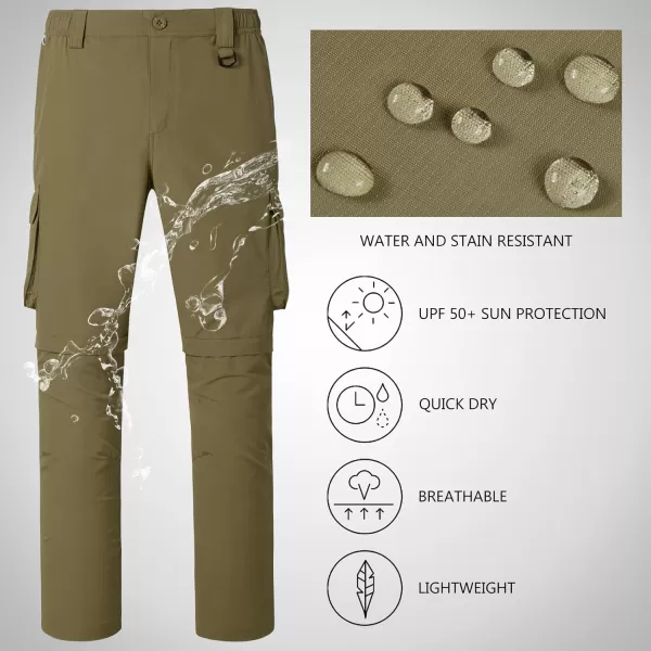 imageBASSDASH Mens Outdoor Quick Dry Convertible Pants ZipOff Water Resistant Lightweight Fishing Hiking Cargo Shorts UPF50Brown