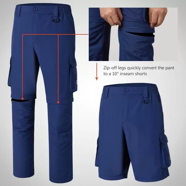 imageBASSDASH Mens Outdoor Quick Dry Convertible Pants ZipOff Water Resistant Lightweight Fishing Hiking Cargo Shorts UPF50Dark Blue