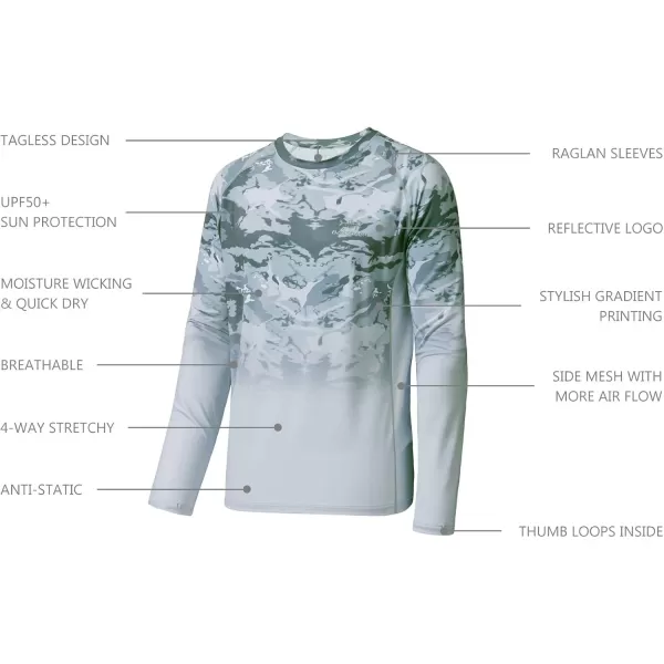 imageBASSDASH Mens UPF 50 Camo Fishing Shirt Quick Dry Long Sleeve Kayaking Hiking TShirtsAbstract Grey Marble Gradient