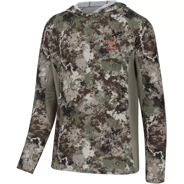 imageBASSDASH Mens UPF 50 Lightweight Hunting Camo Hoodie Quick Dry Performance Long Sleeve Fishing Shirt with Hood FS30MGrunge Camo