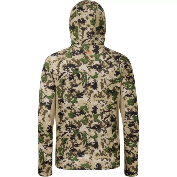 imageBASSDASH Mens UPF 50 Lightweight Hunting Camo Hoodie Quick Dry Performance Long Sleeve Fishing Shirt with Hood FS30MHighland