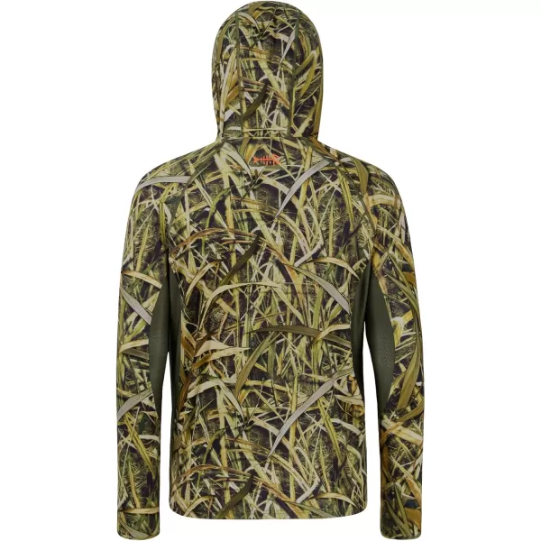 imageBASSDASH Mens UPF 50 Lightweight Hunting Camo Hoodie Quick Dry Performance Long Sleeve Fishing Shirt with Hood FS30MReeds