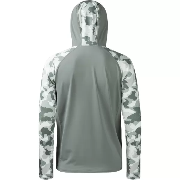 imageBASSDASH Mens UPF 50 Performance Fishing Shirt Cooling Hoodie Camo Long Sleeve FS17MAsh Grey  Browngreen Camo