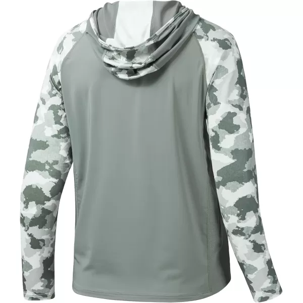 imageBASSDASH Mens UPF 50 Performance Fishing Shirt Cooling Hoodie Camo Long Sleeve FS17MAsh Grey  Browngreen Camo