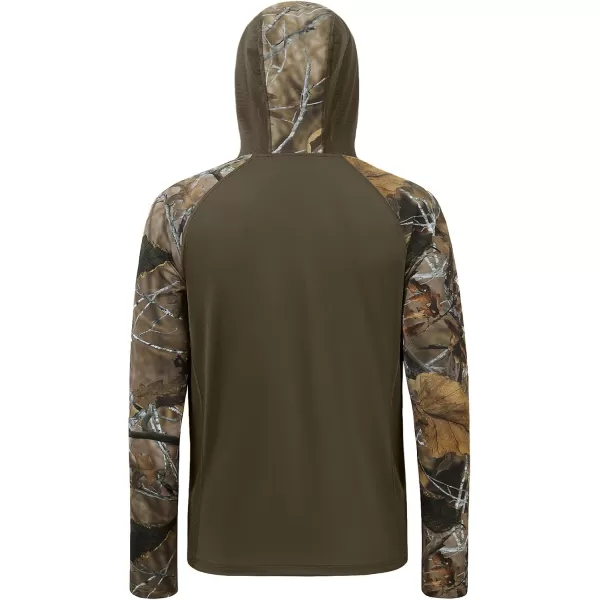 imageBASSDASH Mens UPF 50 Performance Fishing Shirt Cooling Hoodie Camo Long Sleeve FS17MBrownAutumn Forest