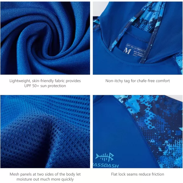 imageBASSDASH Mens UPF 50 Performance Fishing Shirt Cooling Hoodie Camo Long Sleeve FS17MRoyal BlueBlue Digital Camo