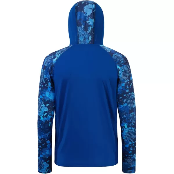 imageBASSDASH Mens UPF 50 Performance Fishing Shirt Cooling Hoodie Camo Long Sleeve FS17MRoyal BlueBlue Digital Camo