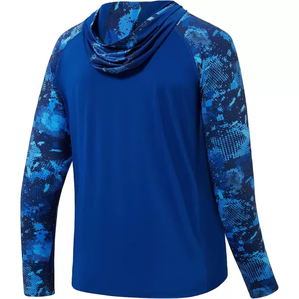 imageBASSDASH Mens UPF 50 Performance Fishing Shirt Cooling Hoodie Camo Long Sleeve FS17MRoyal BlueBlue Digital Camo