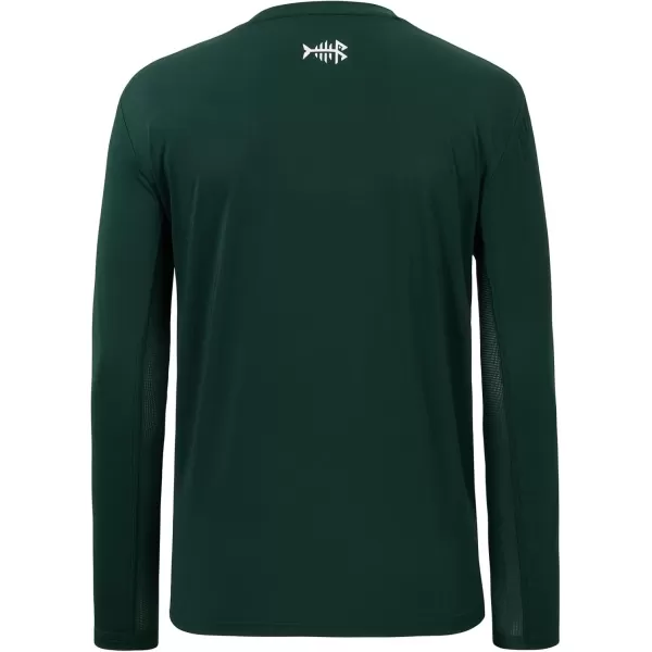 imageBASSDASH Mens UPF 50 Performance Long Sleeve TShirt UV Sun Protection Fishing Hiking Sports ShirtsDark GreenWhite Logo