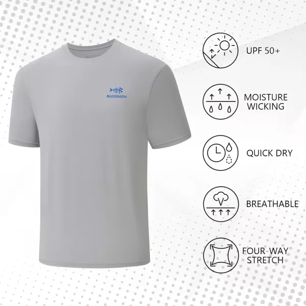 imageBASSDASH Mens UPF 50 Short Sleeve Fishing Shirts Performance Cooling UV Sun Protection Hiking TShirtsCool Grey