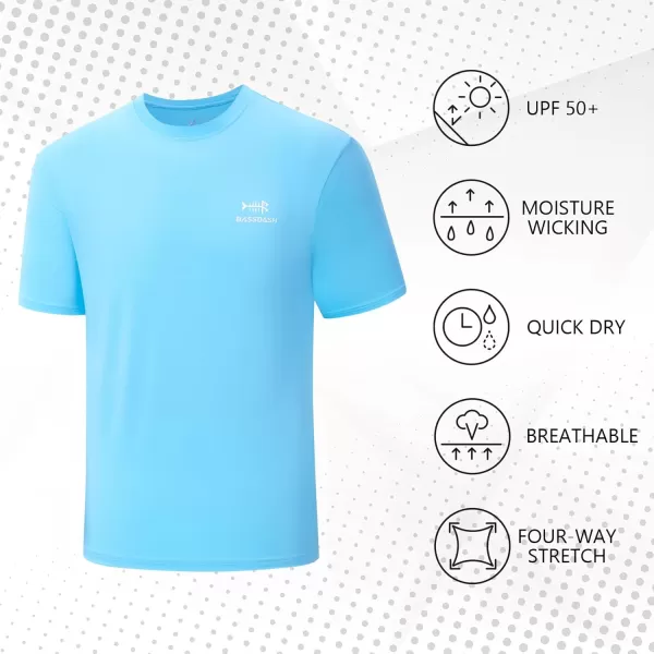 imageBASSDASH Mens UPF 50 Short Sleeve Fishing Shirts Performance Cooling UV Sun Protection Hiking TShirtsSky Blue