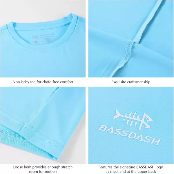 imageBASSDASH Mens UPF 50 Short Sleeve Fishing Shirts Performance Cooling UV Sun Protection Hiking TShirtsSky Blue
