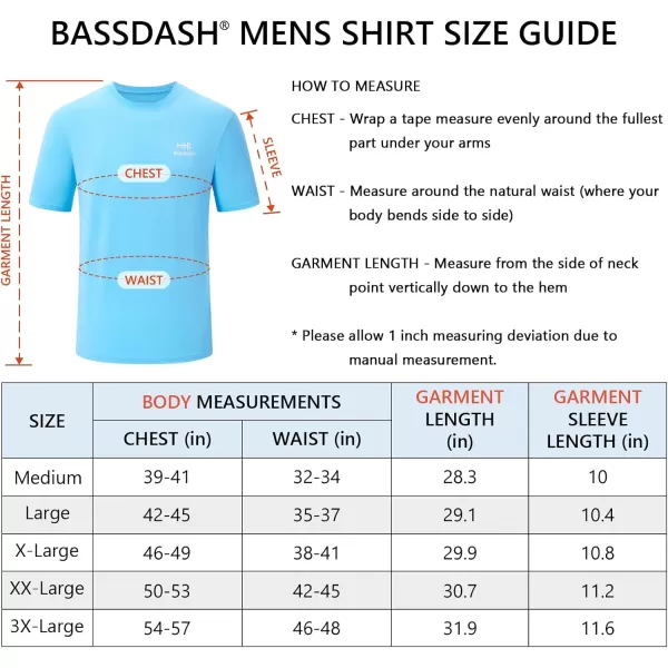 imageBASSDASH Mens UPF 50 Short Sleeve Fishing Shirts Performance Cooling UV Sun Protection Hiking TShirtsSky Blue