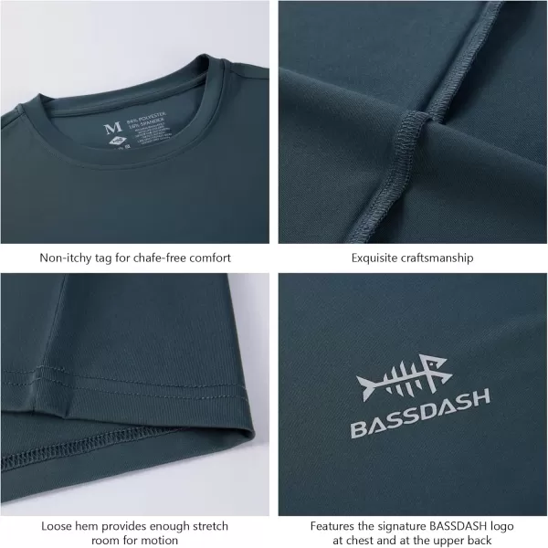 imageBASSDASH Mens UPF 50 Short Sleeve Fishing Shirts Performance Cooling UV Sun Protection Hiking TShirtsSlate Blue
