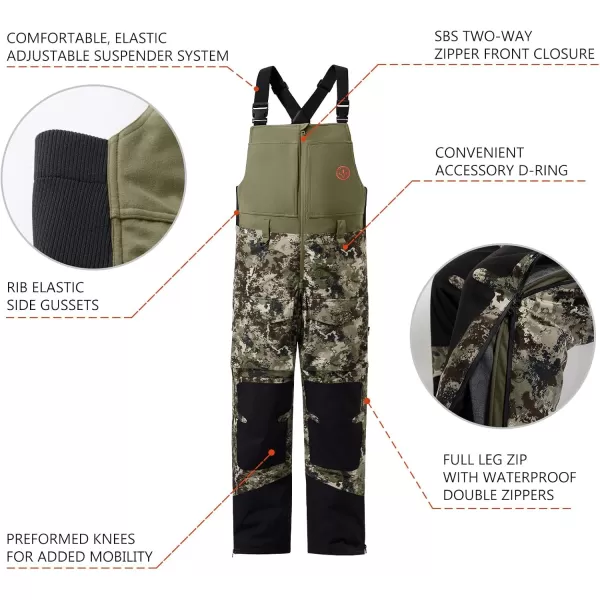 imageBASSDASH Splice II Mens Insulated Waterproof Camo Hunting Bibs Ripstop Fishing PantsGrunge Camo