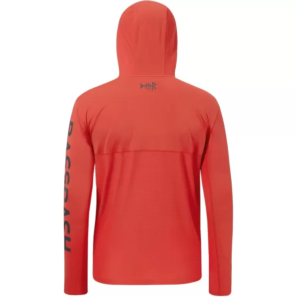 imageBASSDASH UPF 50 Mens UV Sun Protection Long Sleeve Performance Fishing Hoodie Hooded ShirtsCoral RedDark Grey