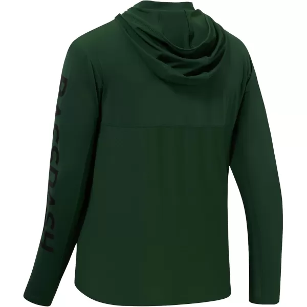 imageBASSDASH UPF 50 Mens UV Sun Protection Long Sleeve Performance Fishing Hoodie Hooded ShirtsForest GreenBlack