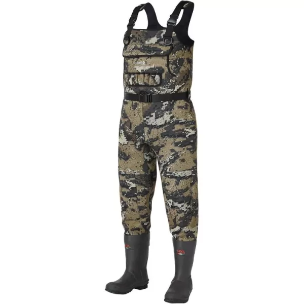 imageBASSDASH Bare Camo Neoprene Chest Fishing Hunting Waders for Men with 600 Grams Insulated Rubber BootfootBare Camo
