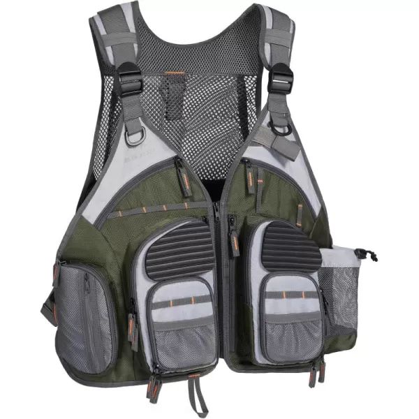 imageBASSDASH Fishing Vest Adjustable for Men and Women for Fly Bass Boat FishingArmy Green