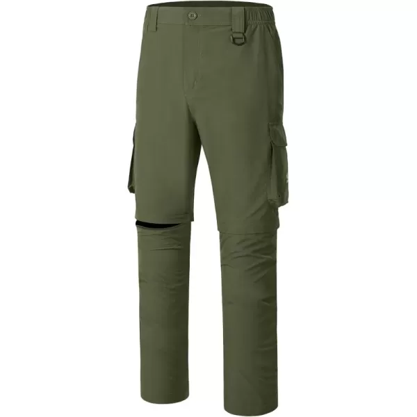 imageBASSDASH Mens Outdoor Quick Dry Convertible Pants ZipOff Water Resistant Lightweight Fishing Hiking Cargo Shorts UPF50Army Green