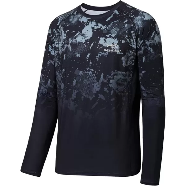 imageBASSDASH Mens UPF 50 Camo Fishing Shirt Quick Dry Long Sleeve Kayaking Hiking TShirtsDark Sport Camo Gradient