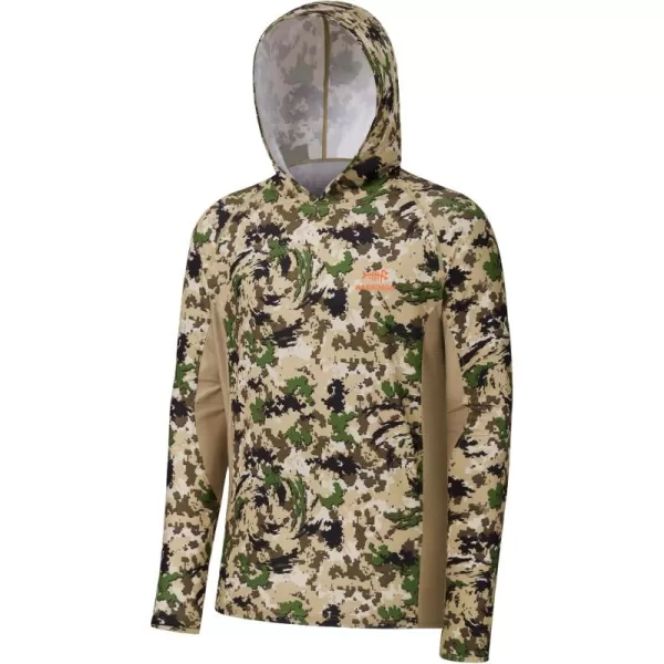 imageBASSDASH Mens UPF 50 Lightweight Hunting Camo Hoodie Quick Dry Performance Long Sleeve Fishing Shirt with Hood FS30MHighland