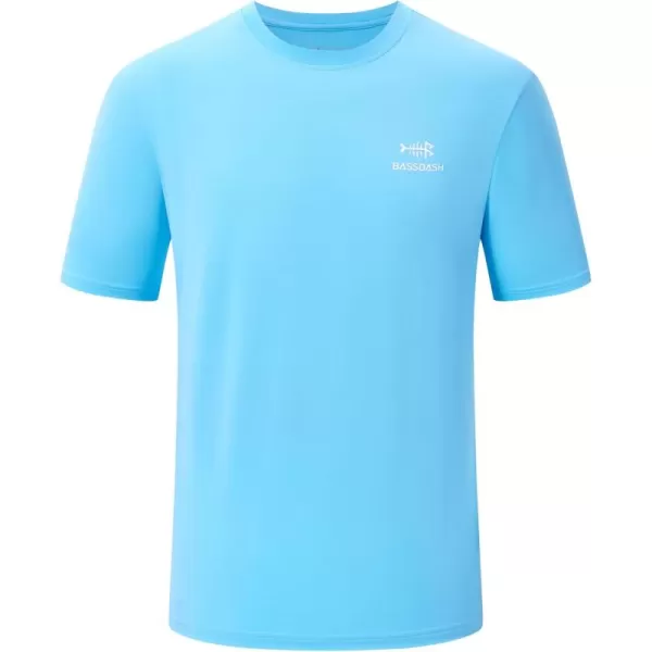imageBASSDASH Mens UPF 50 Short Sleeve Fishing Shirts Performance Cooling UV Sun Protection Hiking TShirtsSky Blue