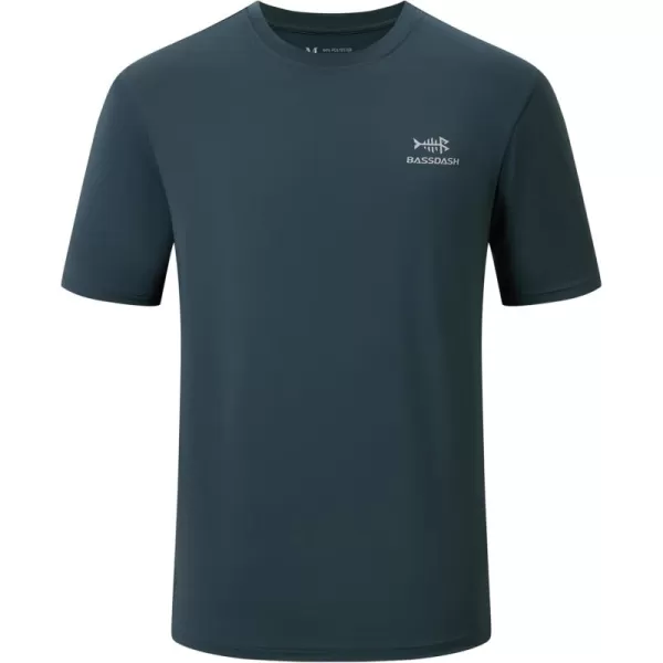 imageBASSDASH Mens UPF 50 Short Sleeve Fishing Shirts Performance Cooling UV Sun Protection Hiking TShirtsSlate Blue