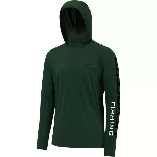 imageBASSDASH UPF 50 Mens UV Sun Protection Long Sleeve Performance Fishing Hoodie Hooded ShirtsForest GreenBlack
