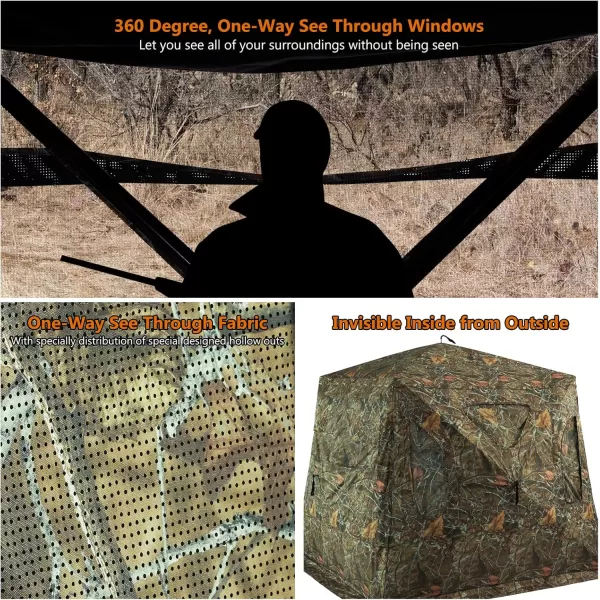 image3 Person Silent Hunting Ground Blind 360 Degree OneWay See Through Portable Pop Up Hunting Tent with Frame Door Carrying Backpack