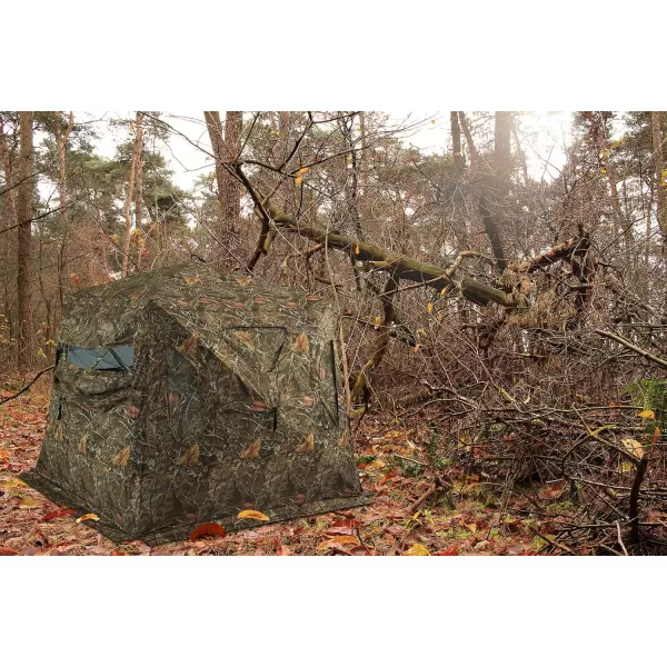 image3 Person Silent Hunting Ground Blind 360 Degree OneWay See Through Portable Pop Up Hunting Tent with Frame Door Carrying Backpack