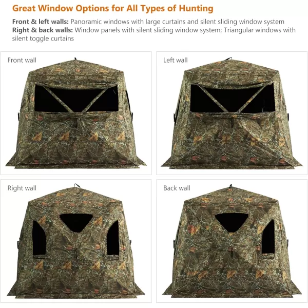 image3 Person Silent Hunting Ground Blind 360 Degree OneWay See Through Portable Pop Up Hunting Tent with Frame Door Carrying Backpack